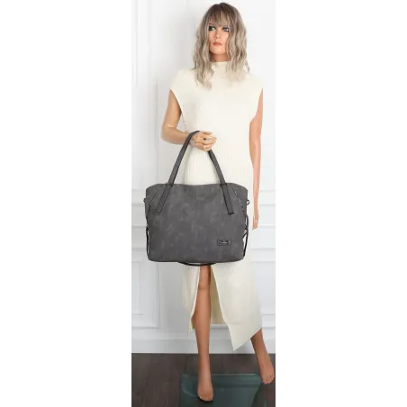 Torebka Damska Shopperka Pojemna A4 Modna Duża Torba kuferek CH7713 Szara
