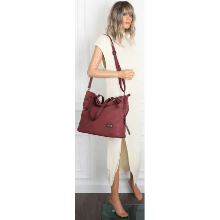Torebka Damska Shopperka Pojemna A4 Modna Duża Torba kuferek CH7713 Bordowa