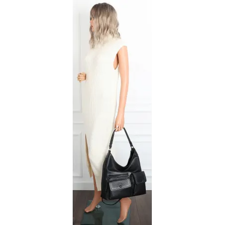 Torebka Damska Shopperka Worek Pojemna Torba modna na Ramię MC507 Czarna