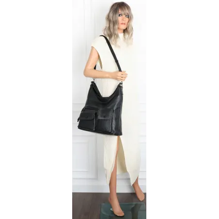 Torebka Damska Shopperka Worek Pojemna Torba modna na Ramię MC507 Czarna