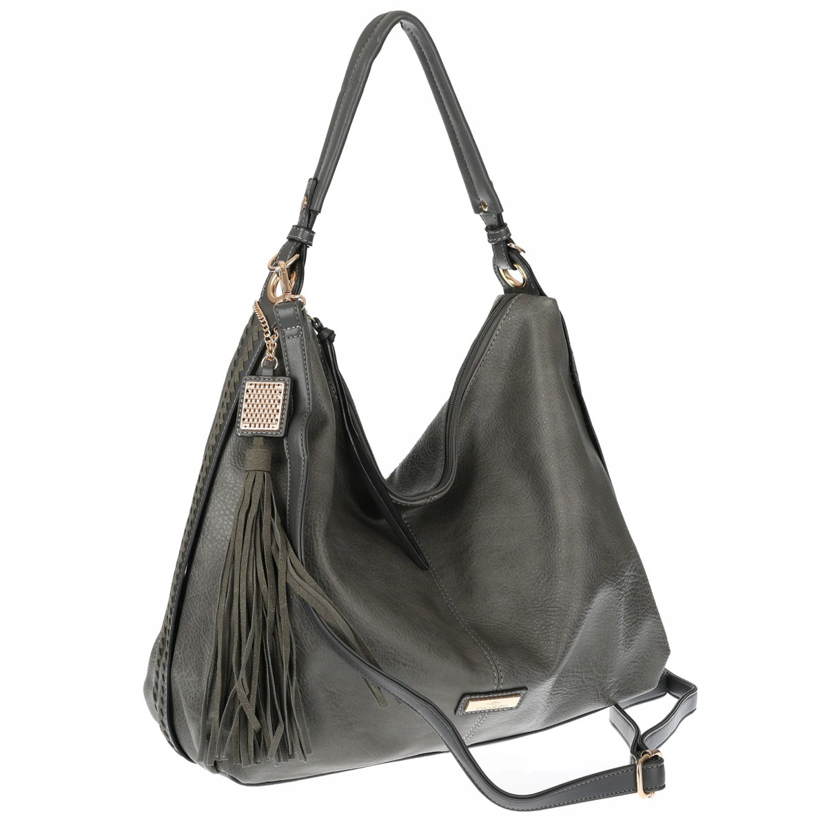 Torebka Damska Shopper Worek Pojemna Modna Duża Miejska Torba CH6624 Szara