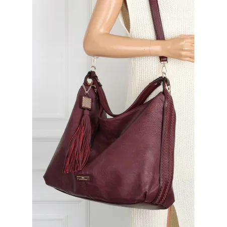 Torebka Damska Shopperka Worek Pojemna A4 Modna Duża Torba CH6624 Bordowa