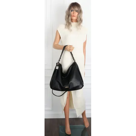 Torebka Damska Shopperka Worek Pojemna A4 Modna Duża Torba CH6624 Czarna