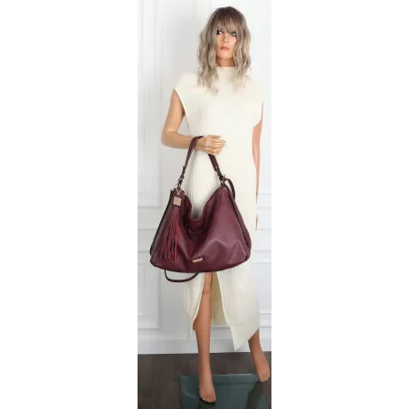 Torebka Damska Shopperka Worek Pojemna A4 Modna Duża Torba CH6624 Bordowa