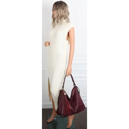 Torebka Damska Shopperka Worek Pojemna A4 Modna Duża Torba CH6624 Bordowa