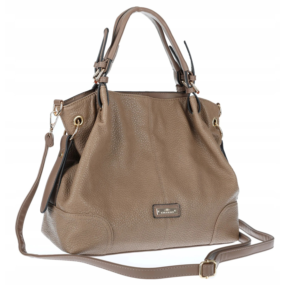 Torebka Damska shopperka worek A4 pojemna listonoszka modna CH3321 Brązowa