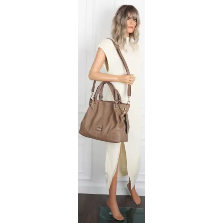 Torebka Damska shopperka worek A4 pojemna listonoszka modna CH3321 Brązowa