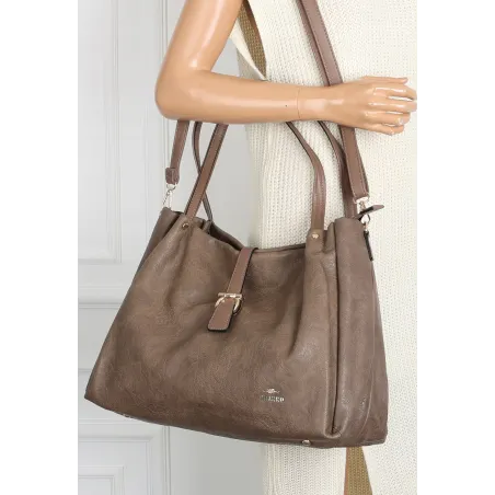 Torebka Damska listonoszka Shopperka torba na ramię pojemna CH3319 Beżowa