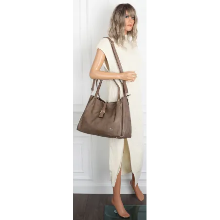 Torebka Damska listonoszka Shopperka torba na ramię pojemna CH3319 Beżowa