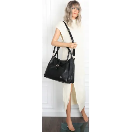 Torebka Damska listonoszka Shopperka torba na ramię pojemna CH3319 Czarna