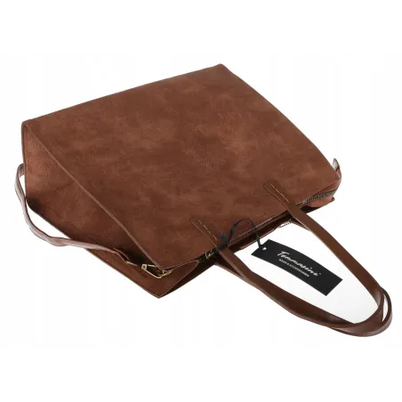 Torebka Damska Shopperka Pojemna A4 duża modna torba teczka 3639 Brązowa