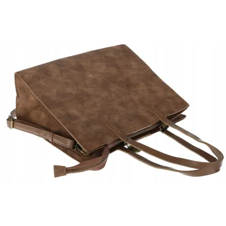 Torebka Damska Shopperka Pojemna A4 duża modna torba teczka 3639 Brązowa