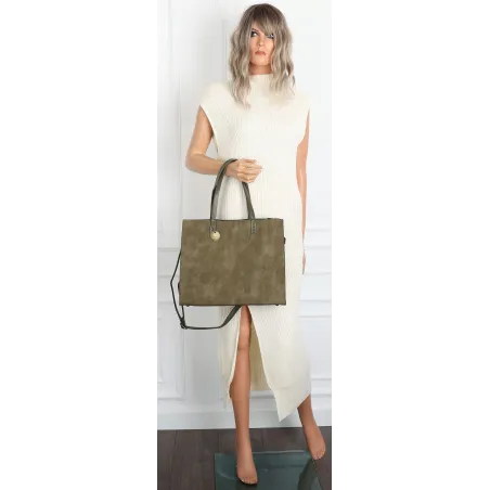 Torebka Damska Shopperka Pojemna A4 duża modna torba teczka 3639 Zielona