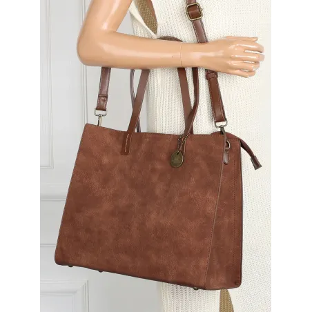 Torebka Damska Shopperka Pojemna A4 duża modna torba teczka 3639 Brązowa