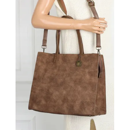 Torebka Damska Shopperka Pojemna A4 duża modna torba teczka 3639 Brązowa