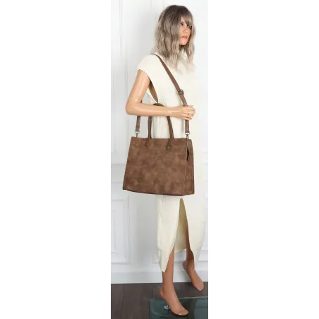 Torebka Damska Shopperka Pojemna A4 duża modna torba teczka 3639 Brązowa