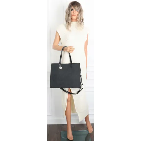 Torebka Damska Shopperka Pojemna A4 duża miejska torba teczka 3639 Czarna