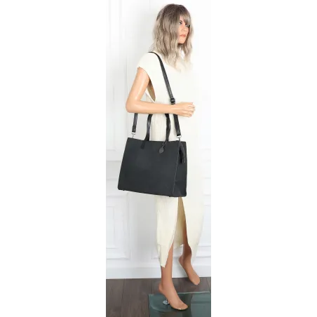 Torebka Damska Shopperka Pojemna A4 duża miejska torba teczka 3639 Czarna