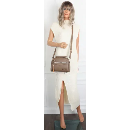 Torebka Damska kuferek damski Listonoszka elegancka mała CH8877 Beżowa