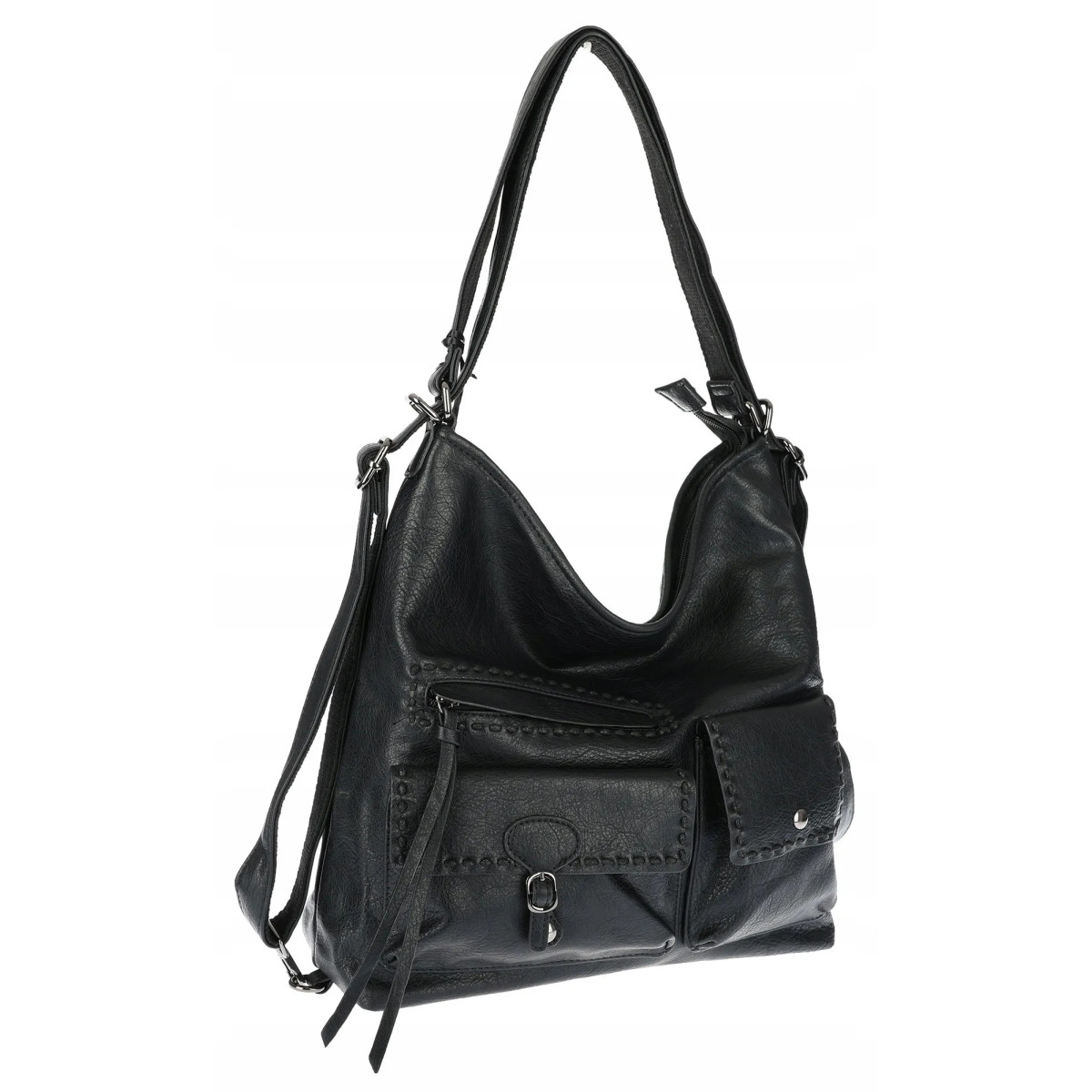 Torebka Damska Shopperka duża Listonoszka plecak 2w1 worek SP93431 CZARNA