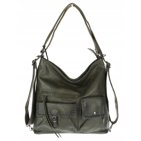 Torebka Damska Shopperka Listonoszka duża plecak 2w1 worek SP93431 Zielona