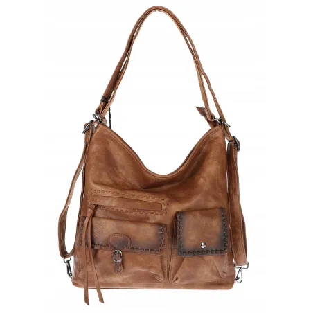 Torebka Damska Shopperka Listonoszka duża plecak 2w1 worek SP93431 Brązowa