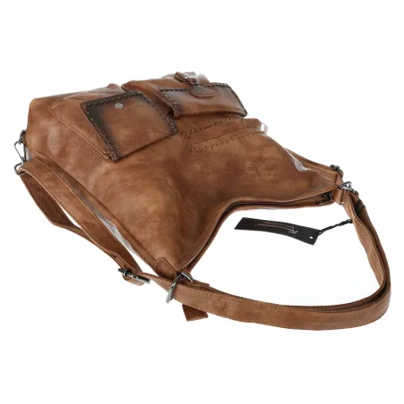 Torebka Damska Shopperka Listonoszka duża plecak 2w1 worek SP93431 Brązowa