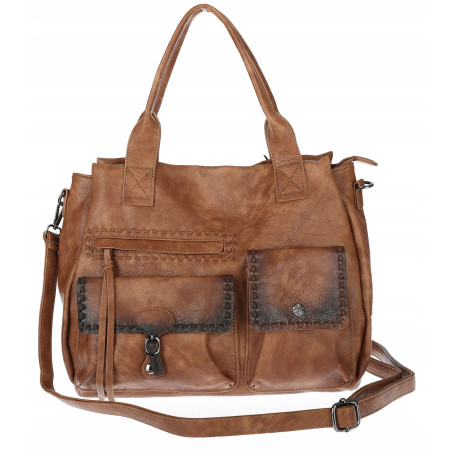Torebka Damska Tommasini Listonoszka Shopper Kuferek Torba SP92581 Brązowa