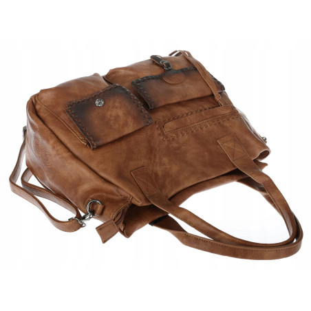 Torebka Damska Tommasini Listonoszka Shopper Kuferek Torba SP92581 Brązowa