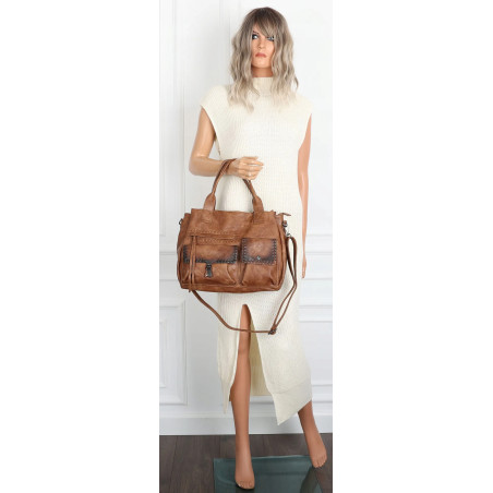 Torebka Damska Tommasini Listonoszka Shopper Kuferek Torba SP92581 Brązowa