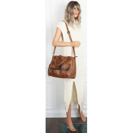 Torebka Damska Tommasini Listonoszka Shopper Kuferek Torba SP92581 Brązowa