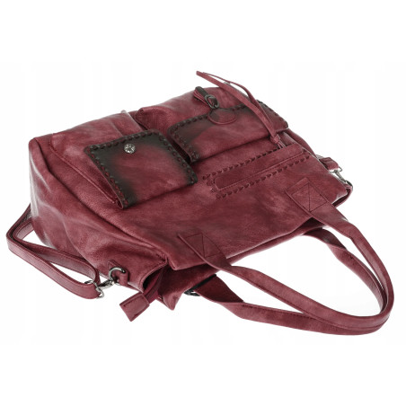 Torebka Damska Tommasini Listonoszka Shopper Kuferek Torba SP92581 Bordowa