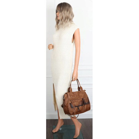 Torebka Damska Tommasini Listonoszka Shopper Kuferek Torba SP92581 Brązowa