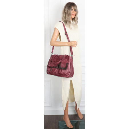 Torebka Damska Tommasini Listonoszka Shopper Kuferek Torba SP92581 Bordowa