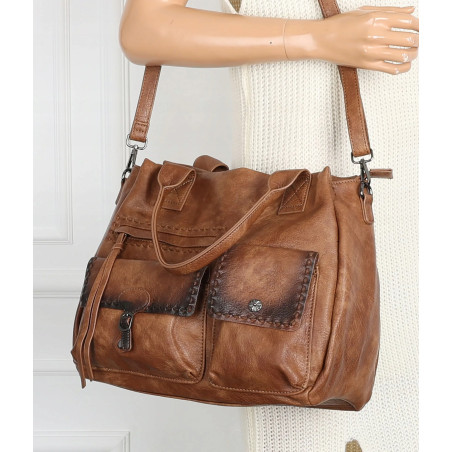 Torebka Damska Tommasini Listonoszka Shopper Kuferek Torba SP92581 Brązowa