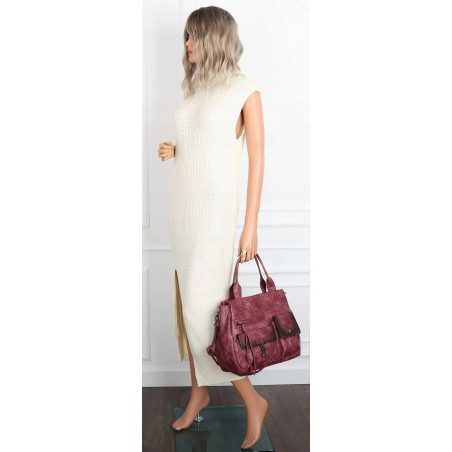 Torebka Damska Tommasini Listonoszka Shopper Kuferek Torba SP92581 Bordowa