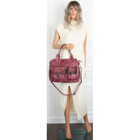 Torebka Damska Tommasini Listonoszka Shopper Kuferek Torba SP92581 Bordowa