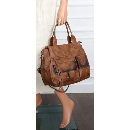 Torebka Damska Tommasini Listonoszka Shopper Kuferek Torba SP92581 Brązowa