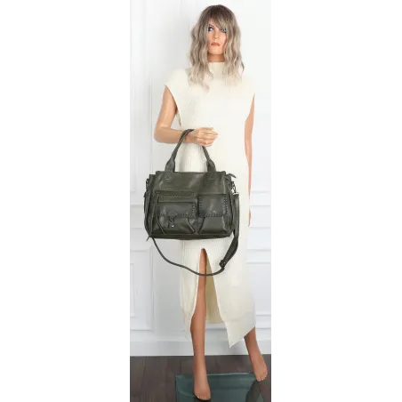 Torebka Damska Tommasini Listonoszka Shopper Kuferek Torba SP92581 Zielona