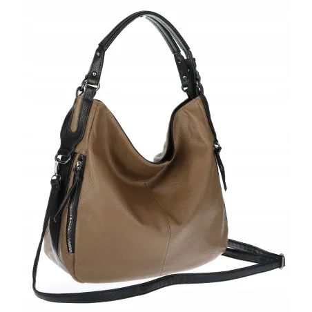 HERNAN Włoska marka Torebka Damska Worek Listonoszka Torba HB038 Brązowa