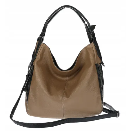 HERNAN Włoska marka Torebka Damska Worek Listonoszka Torba HB038 Brązowa