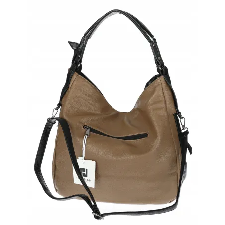 HERNAN Włoska marka Torebka Damska Worek Listonoszka Torba HB038 Brązowa