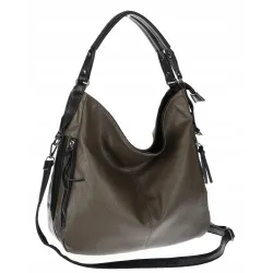HERNAN Włoska marka Torebka Damska Worek Listonoszka Miejska HB038 Szara