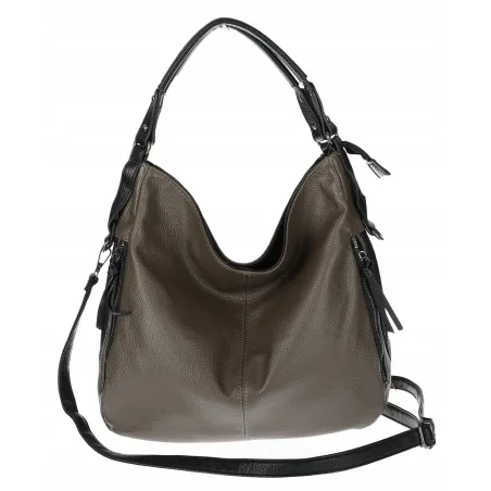 HERNAN Włoska marka Torebka Damska Worek Listonoszka Miejska HB038 Szara