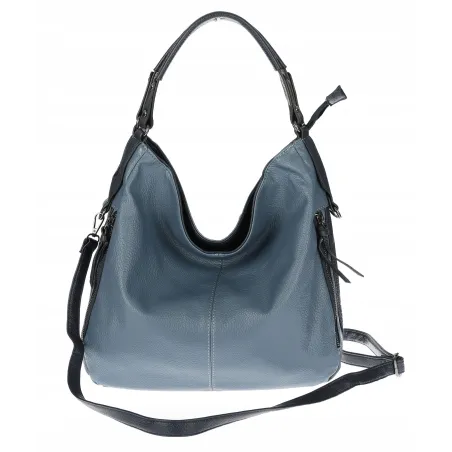 HERNAN Włoska marka Torebka Damska Worek Listonoszka Modna HB038 Niebieska