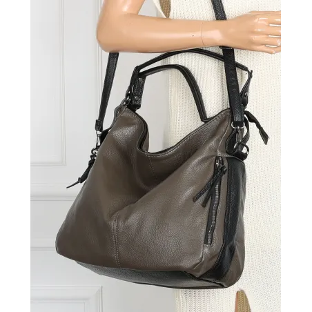 HERNAN Włoska marka Torebka Damska Worek Listonoszka Miejska HB038 Szara