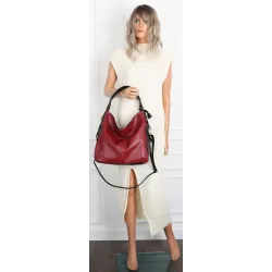 HERNAN Włoska marka Torebka Damska Worek Listonoszka Modna HB038 Czerwona
