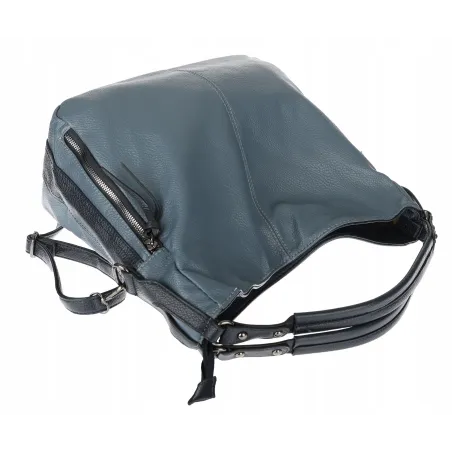 HERNAN Włoska marka Torebka Damska Worek Listonoszka Modna HB038 Niebieska