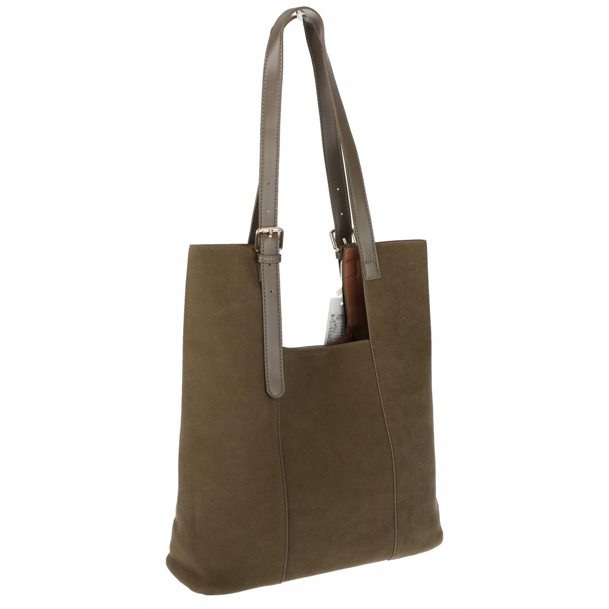 Torebka Damska Shopper duża HERISSON Torba na Ramię eko zamsz 60650 Zielona