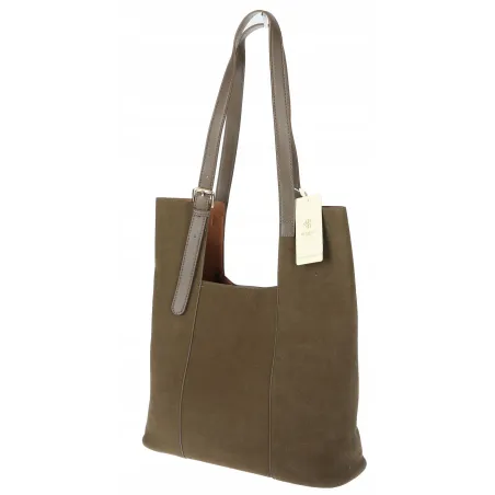 Torebka Damska Shopper duża HERISSON Torba na Ramię eko zamsz 60650 Zielona